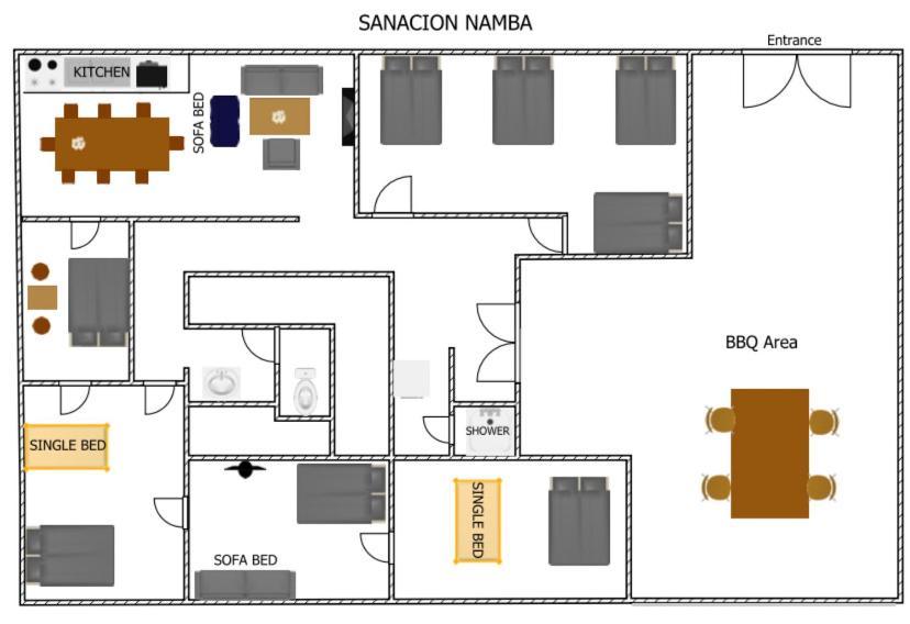 Sanacion Namba 難波千日前の5Ldk120平米 駅徒歩2分 広々バルコニーでバーベキューも可能 Apartment Osaka Exterior foto